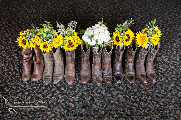 Cowboy boots and flowers by Temecula Wedding Photographer