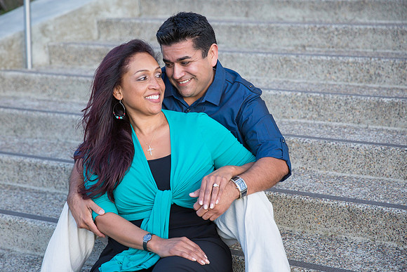 San Diego Convention Center, Gaslamp District , Downtown Engagement Photo - Synthia & Mike