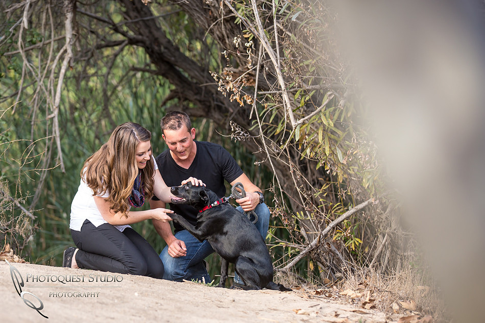engagement with dog, Southern California Engagement with nature in fall Photos in Fallbrook, San Diego by Temecula Winery Wedding Photographer, Sarah & Shawn