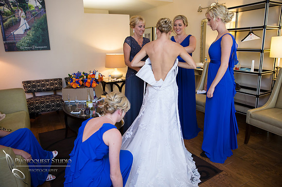 Bride open back dress by Temecula Wedding Photographer