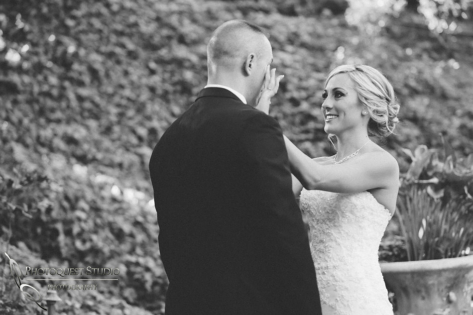 Bride wipe off Groom tears at Pala Mesa Resort Wedding photo by Temecula Wedding Photographers