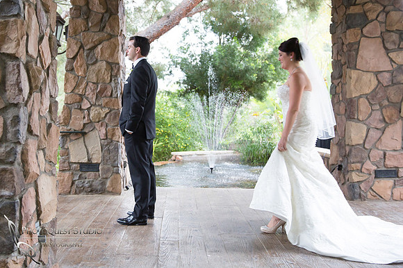 First look Wedding photo at Pala Mesa Resort Fallbrook by Temecula Wedding Photographer
