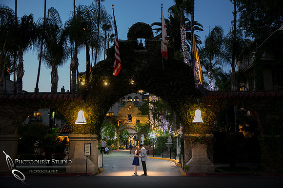 Mission Inn, Riverside Downtown, California Engagement Photo with Horses by Temecula Wedding Photographer