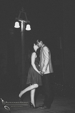 Kissing her at Mission Inn, Riverside Downtown, Engagement Photo by Temecula Wedding Photographer