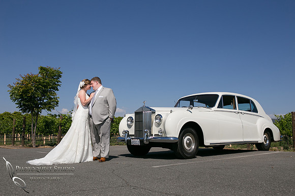 Wedding photo with Rolls Royce car at Wiens Winery by Temecula photographer, Chloe and Colby