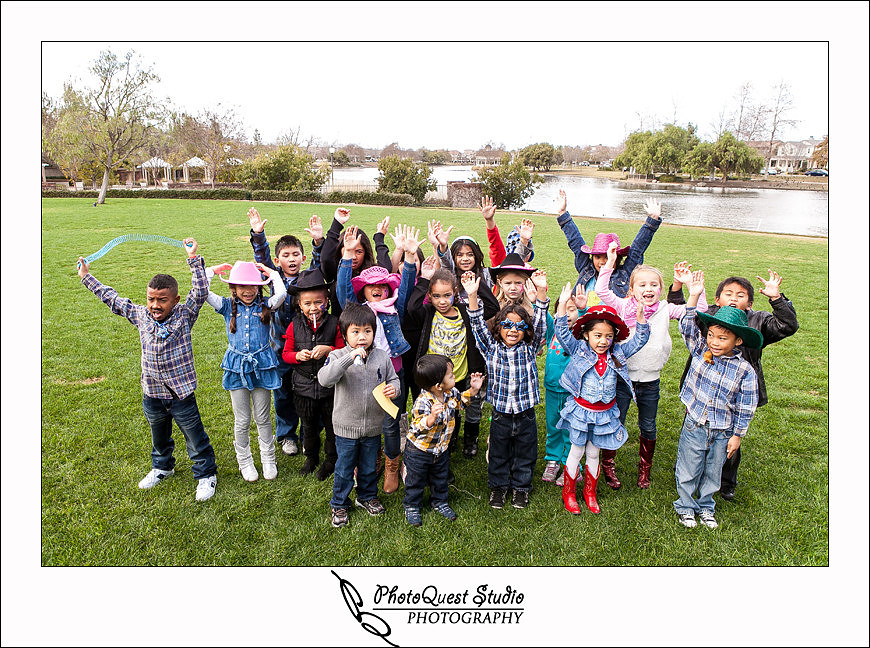 Lake Harveston Lakehouse Birthday Party by Temecula, Menifee, Murrieta Wedding Photographer - PhotoQuest Studio, Photography - kids cheering during group photo