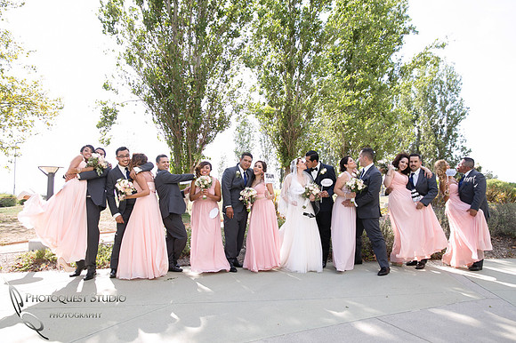 kissing and cheer by the bridal party