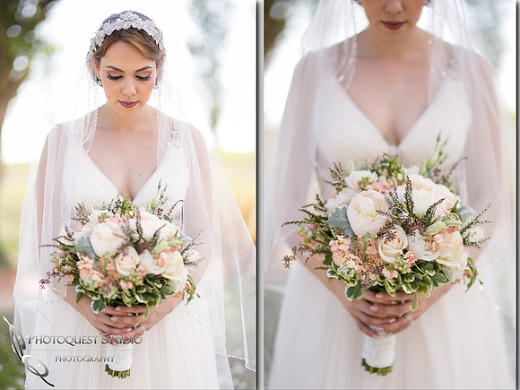 beautiful bride and her bouquet by temecula wedding photographer