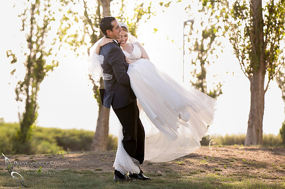 bride and groom happy dance