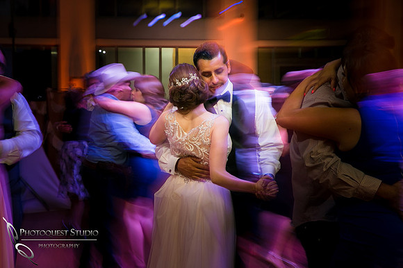 Bride and groom dancing