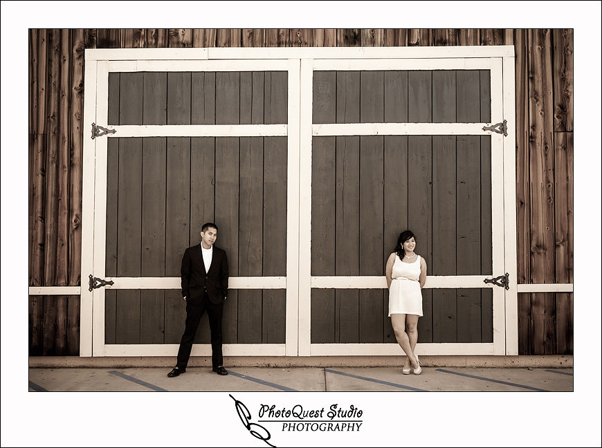 Romantic Temecula Old Town and Fallbrook Engagement Photo Session by Menifee, Temecula Wedding Photographer - Future Bride and Groom at the big door