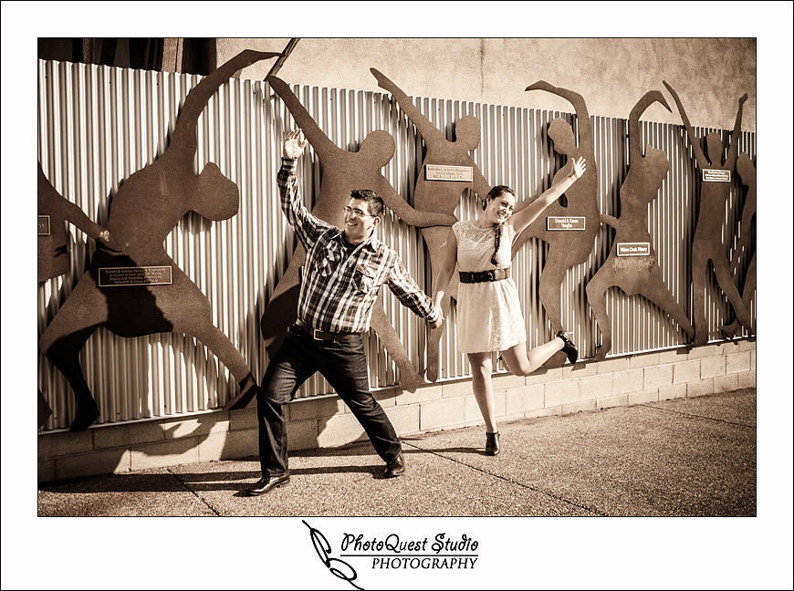 Romantic Temecula Old Town and Fallbrook Sunset Engagement Photo Session by Menifee, Temecula Wedding Photographer - Future Bride and Groom dancing