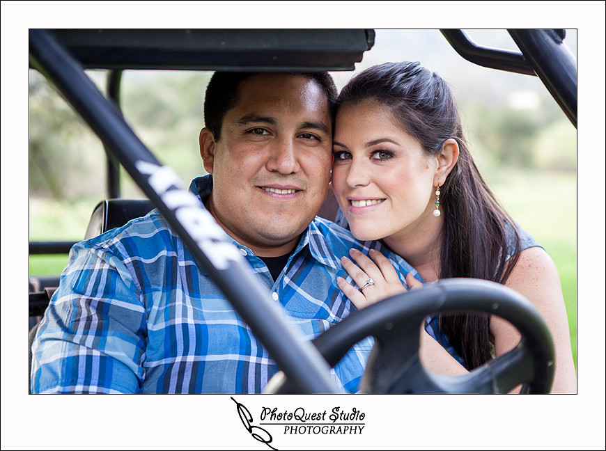 Valley Center Mountain Top Engagement Photo Session by Menifee wedding photographer, Murrieta wedding photographer, Temecula Wedding Photographer, Valley center wedding photographer - Soon to be Bride and Groom in the Rhino