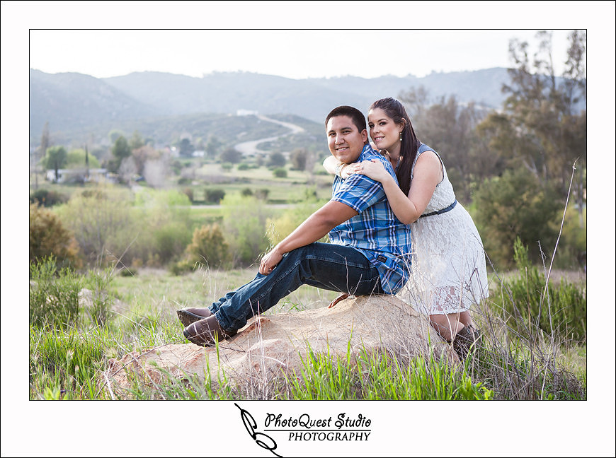 Valley Center Mountain Top Engagement Photo Session by Menifee wedding photographer, Murrieta wedding photographer, Temecula Wedding Photographer, Valley center wedding photographer - J & L with valley center in the background