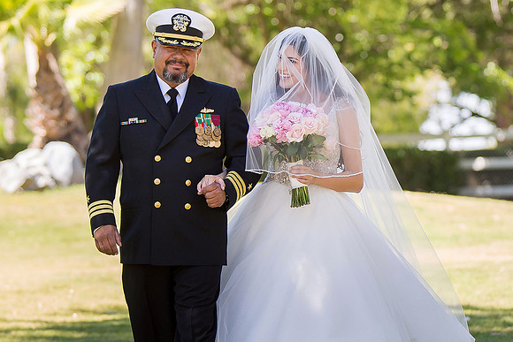 beautiful bride military dad orange county wedding photographer