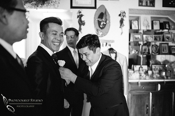 Happy Groom, Chapel of Orange and Brodard Chateau Wedding - Uyen and Danny