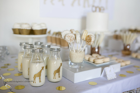 Baby Boy, Hunter's 1st Birthday Party White and Gold Theme