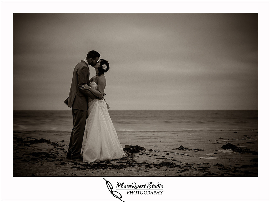 Carlsbad Beach Wedding by Temecula Wedding Photogarpher of Photoquest Studio, Photography, kissing at carlsbad beach