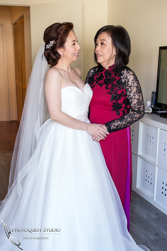 Bride and her Mother, Chapel of Orange and Brodard Chateau Wedding - Uyen and Danny