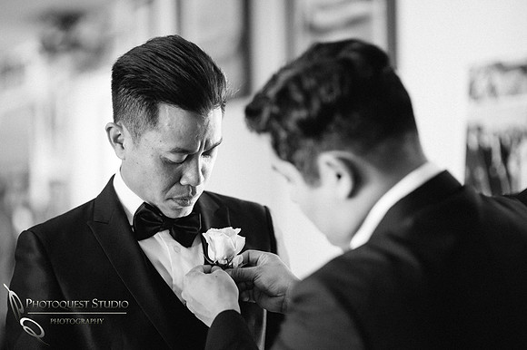 Groom getting ready, Chapel of Orange and Brodard Chateau Wedding - Uyen and Danny