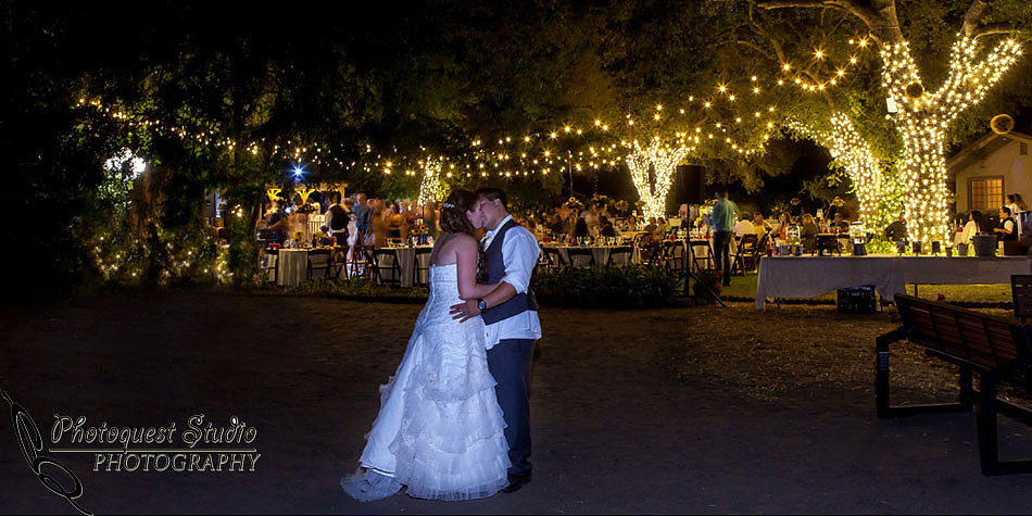 Bride and Groom kissing outside of the wedding site in the dark, Rincon, Valley Center Wedding by Temecula Wedding Photographer of Photoquest Studio, Photography