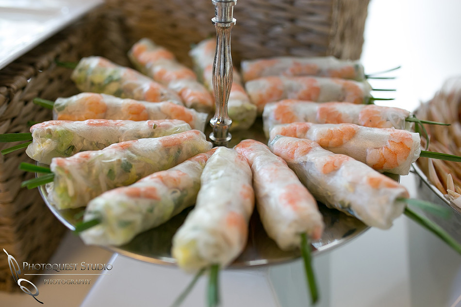 Vietnamese Fresh Spring Rolls at Birthday Party White and Gold Theme