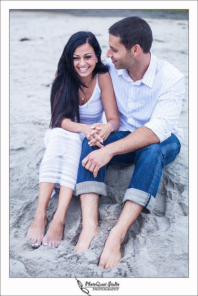 Oceanside engagement photo by temecula wedding photographer of photoquest studio photography, happy soon to be bride