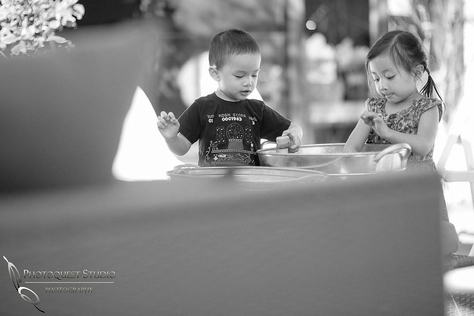 Boy, and girl at Hunter's 1st Birthday Party White and Gold Theme