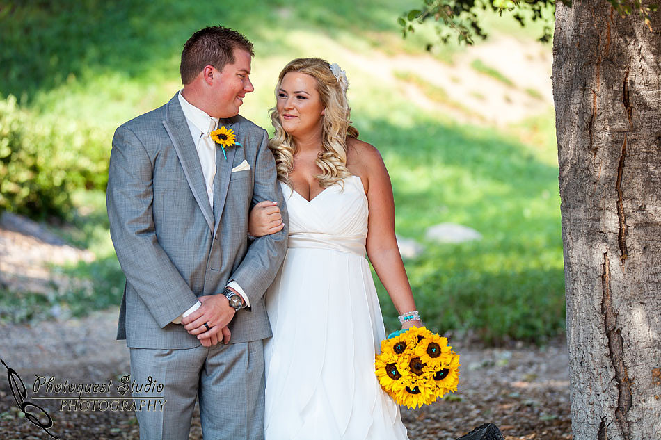 Bride and holding hand and looking at each other, Champagne Village, Valley Center Wedding by Temecula Wedding Photographer of Photoquest Studio, Photography