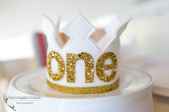 Baby Boy, Hunter's 1st Birthday Party White and Gold Theme