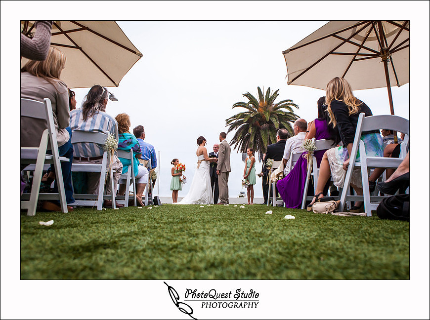 Carlsbad Beach Wedding by Temecula Wedding Photogarpher of Photoquest Studio, Photography, the ceremony in low angle