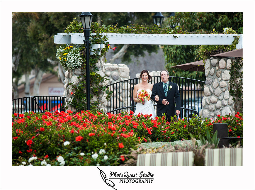 Carlsbad Beach Wedding by Temecula Wedding Photogarpher of Photoquest Studio, Photography, bride entering the wedding ceremony