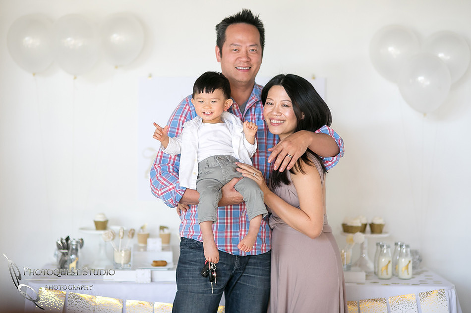 Family, Hunter's 1st Birthday Party White and Gold Theme