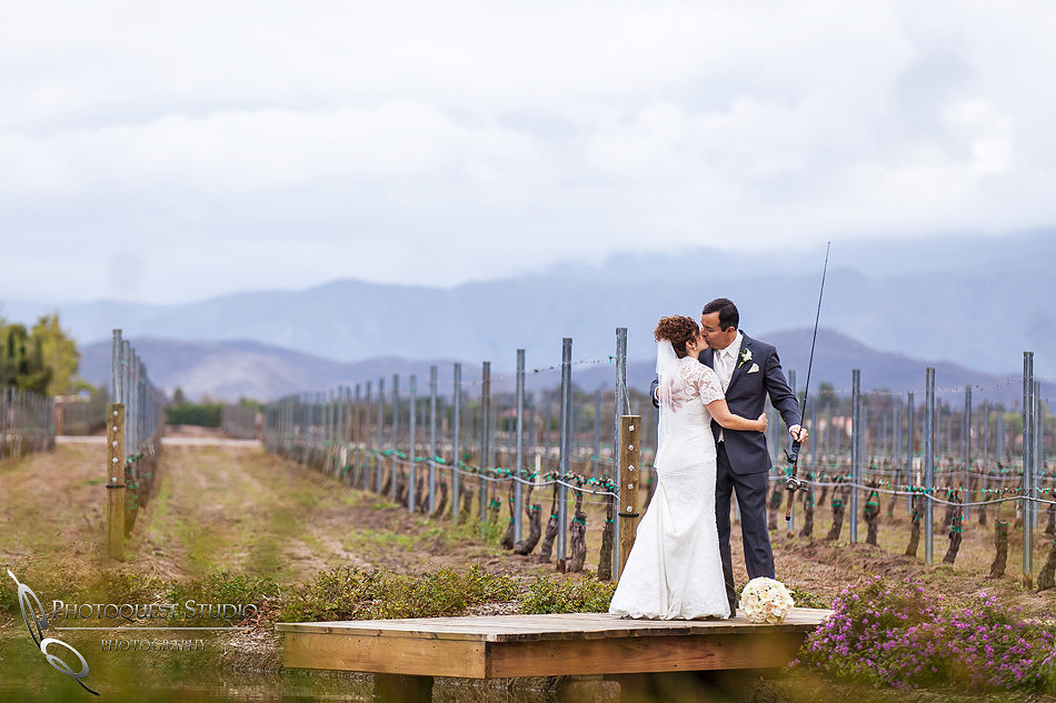 Wedding, fishing, kiss by Temecula Photographer