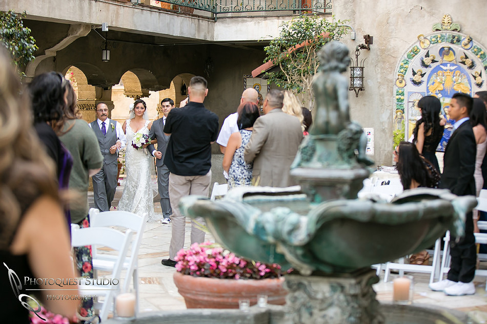 Bride enter the ceremony at Mission Inn Hotel wedding