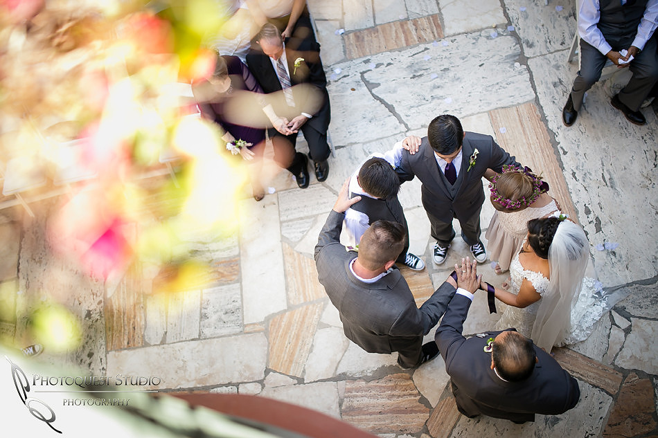 Wedding ceremony praying moment from the top
