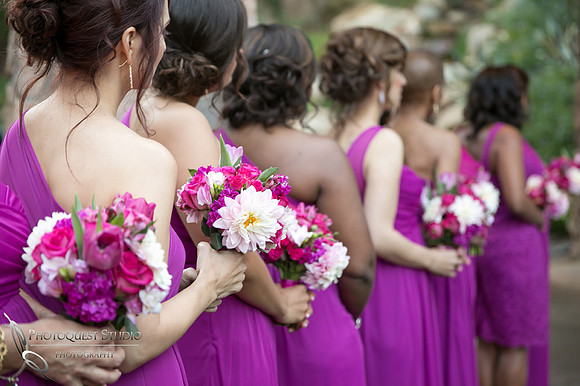 beautiful flowers and bridesmaids
