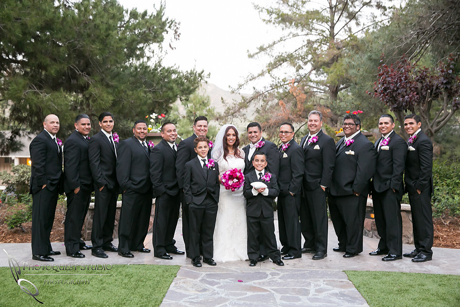 the wedding couple and the groomsmens