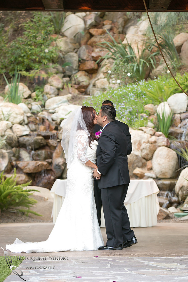 the first kiss at pala mesa resort wedding