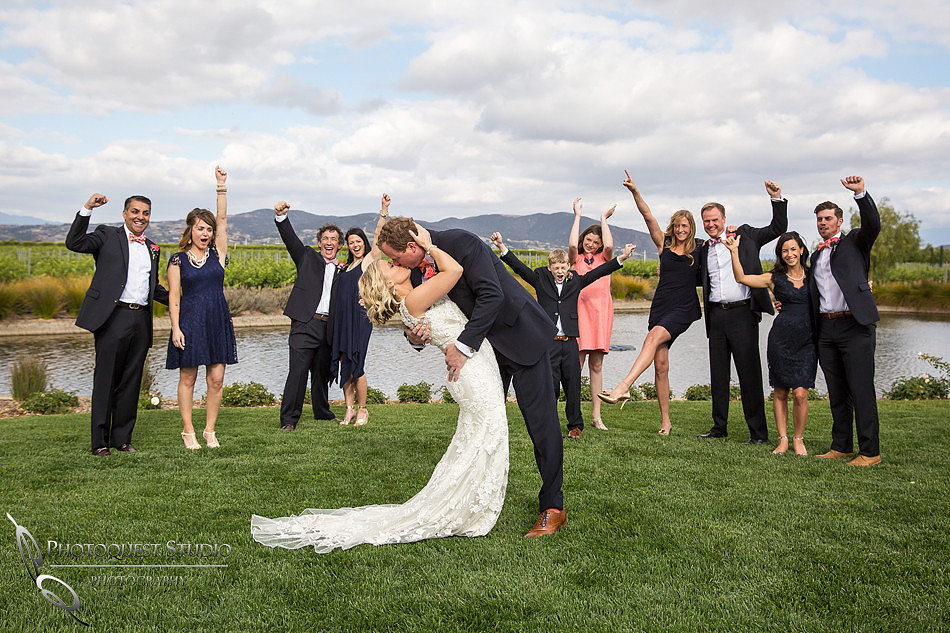 Wedding at Ponte Winery by Temecula Photographer Kiss and cheers