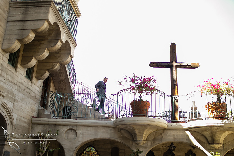 The groom entering the wedding at Mission Inn Hotel Wedding Photo