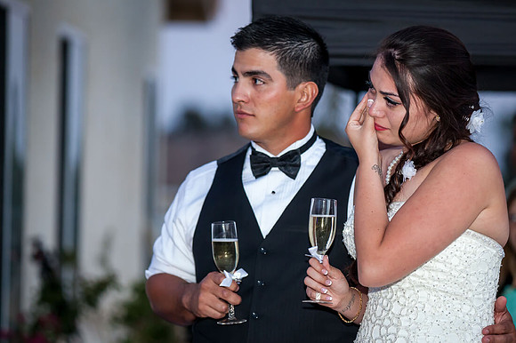 Bride crying during Sister speech - Backyard Wedding in Menifee Menifee Lakes Country Club Wedding by Temecula Wedding Photogarpher