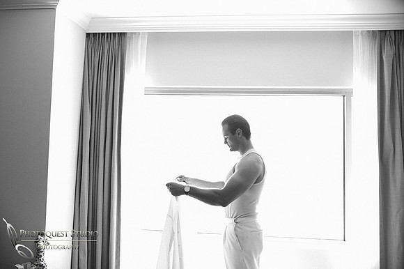 Groom getting ready