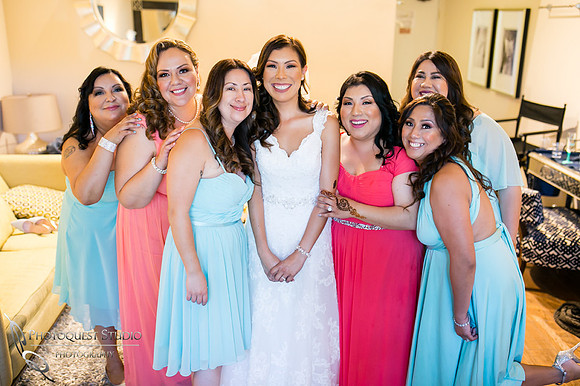 Bride and her bridesmaids at fallbrook wedding
