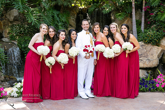 bridesmaids and the groom at Grand Tradition Estate Fallbrook by Temecula Wedding Photographer