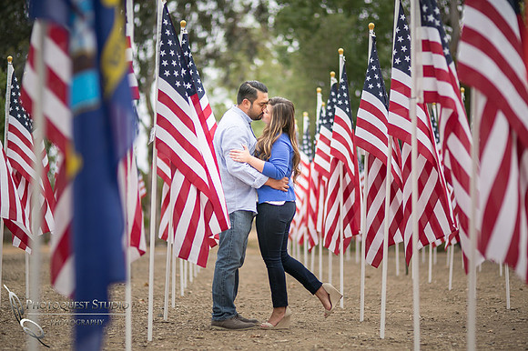 memorial day engagement photo at san juan capistrano
