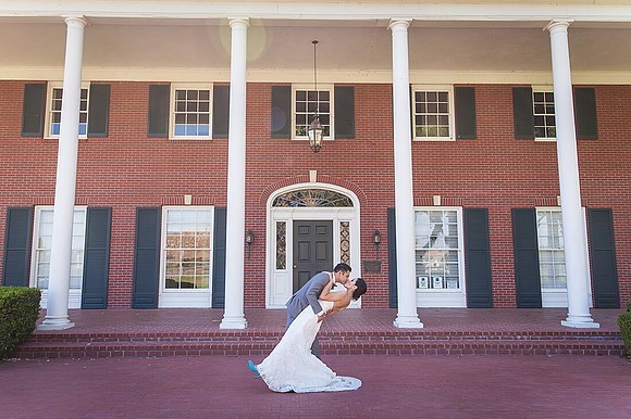 Dip and kiss at Crestmore Manor Wedding Paracel Seafood Wedding by Riverside Wedding Photographer