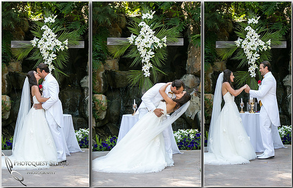 The first kiss at Grand Tradition Estate Fallbrook by Temecula Wedding Photographer
