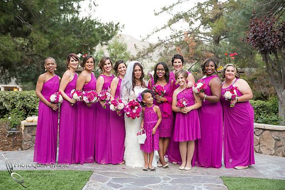 the bride and her bridesmaids