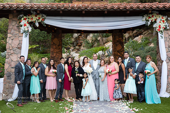 bride and groom and family